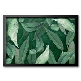 Obraz w ramie Zielone akwarelowe liście w dżungli