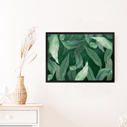 Obraz w ramie Zielone akwarelowe liście w dżungli