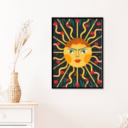 Plakat w ramie Słońce w kwiatach - mistycyzm