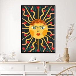 Plakat w ramie Słońce w kwiatach - mistycyzm