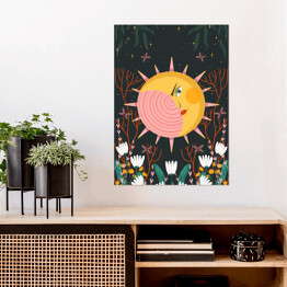 Plakat Słońce w kwiatach - mistyczna karta tarota
