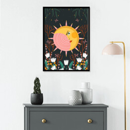 Plakat w ramie Słońce w kwiatach - mistyczna karta tarota