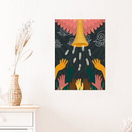 Plakat samoprzylepny Dłonie - mistyczna kolorowa ilustracja