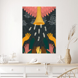 Plakat Dłonie - mistyczna kolorowa ilustracja