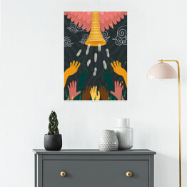 Plakat samoprzylepny Dłonie - mistyczna kolorowa ilustracja