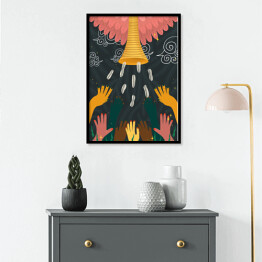 Plakat w ramie Dłonie - mistyczna kolorowa ilustracja