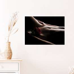 Plakat samoprzylepny Nagi brzuch z różą