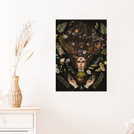 Plakat samoprzylepny Mistyczna ilustracja z czarownicą