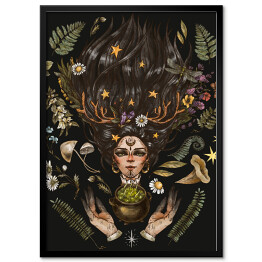 Plakat w ramie Mistyczna ilustracja z czarownicą