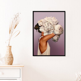 Plakat w ramie Dziewczyna z białymi kwiatami