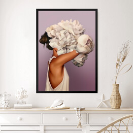 Obraz w ramie Dziewczyna z białymi kwiatami