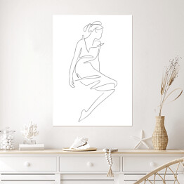Plakat Rysunek kobiety - lineart. Minimalistyczny czarno biały szkic