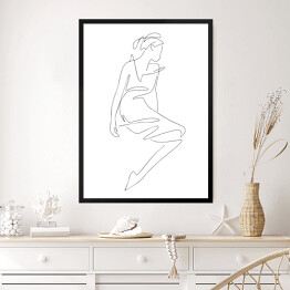 Obraz w ramie Rysunek kobiety - lineart. Minimalistyczny czarno biały szkic