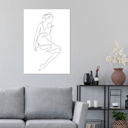 Plakat Rysunek kobiety - lineart. Minimalistyczny czarno biały szkic