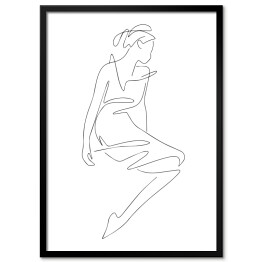 Obraz klasyczny Rysunek kobiety - lineart. Minimalistyczny czarno biały szkic