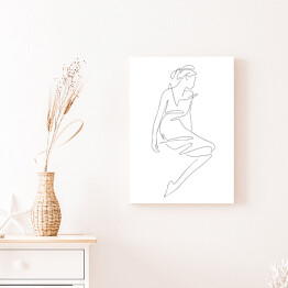 Obraz klasyczny Rysunek kobiety - lineart. Minimalistyczny czarno biały szkic