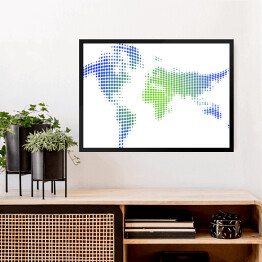 Obraz w ramie Mapa świata z kropek