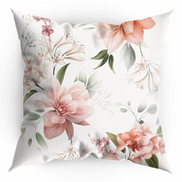 Poduszka spójny wzór kwiatowy z kwiatami na letnim tle, ilustracja akwarelowa. Projekt szablonu dla tekstyliów, wnętrza, ubrania, tapety