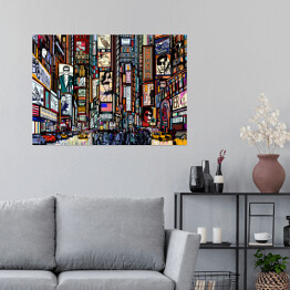 Plakat samoprzylepny Kolorowa nowojorska ulica 