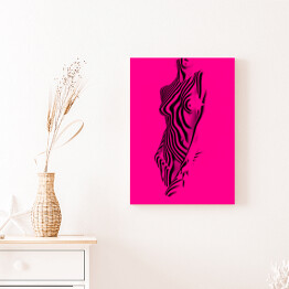 Obraz na płótnie Kobieta w różowo czarny wzór zebry
