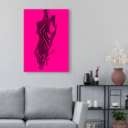 Obraz na płótnie Kobieta w różowo czarny wzór zebry