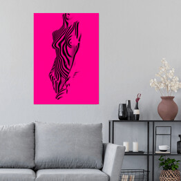 Plakat Kobieta w różowo czarny wzór zebry