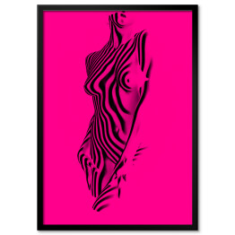 Plakat w ramie Kobieta w różowo czarny wzór zebry