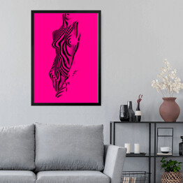 Obraz w ramie Kobieta w różowo czarny wzór zebry