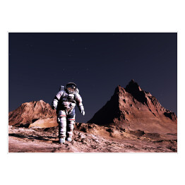 Astronauta na obcej skalistej planecie