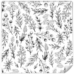 Tapeta w rolce Czarno biały wzór botaniczny