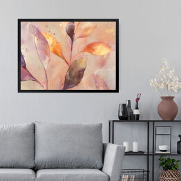 Obraz w ramie Akwarelowe marzenie - pastelowe liście w słońcu 
