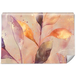 Fototapeta samoprzylepna Akwarelowe marzenie - pastelowe liście w słońcu 