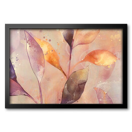 Obraz w ramie Akwarelowe marzenie - pastelowe liście w słońcu 