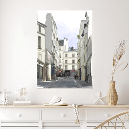 Plakat Rysunek ulicy w pobliżu Montmartre w Paryżu
