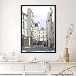 Obraz w ramie Rysunek ulicy w pobliżu Montmartre w Paryżu