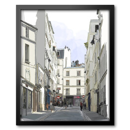 Obraz w ramie Rysunek ulicy w pobliżu Montmartre w Paryżu