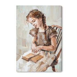 Obraz na płótnie Dziewczynka z książką. Portret. Malarstwo artystyczne
