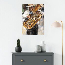 Plakat samoprzylepny Muzyk jazzowy. Malarstwo