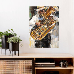 Plakat Muzyk jazzowy. Malarstwo