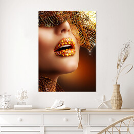 Plakat samoprzylepny Luksusowy złoty makijaż