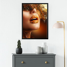 Obraz w ramie Luksusowy złoty makijaż