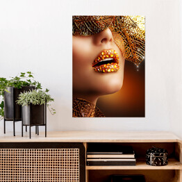 Plakat samoprzylepny Luksusowy złoty makijaż