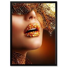 Plakat w ramie Luksusowy złoty makijaż