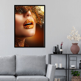 Plakat w ramie Luksusowy złoty makijaż