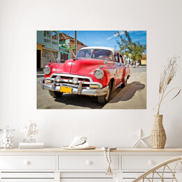 Plakat samoprzylepny Klasyczny Chevrolet w Trinidad na Kubie