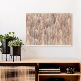 Obraz na płótnie Abstrakcyjna ściana z rysowanych tropikalnych liści w pastelowych barwach