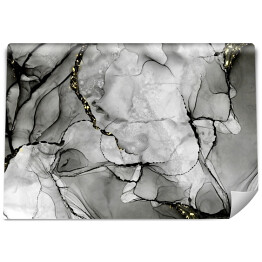 Fototapeta winylowa zmywalna Abstrakcja z rozpływającym się tuszem w szarych barwach 