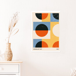 Plakat samoprzylepny Minimalny 20s geometryczny plakat projektowy, wektor szablon z prymitywnych kształtów