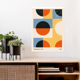 Plakat Minimalny 20s geometryczny plakat projektowy, wektor szablon z prymitywnych kształtów
