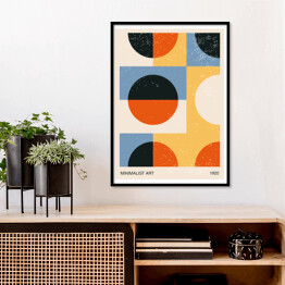 Plakat w ramie Minimalny 20s geometryczny plakat projektowy, wektor szablon z prymitywnych kształtów